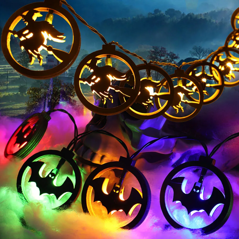 Halloween Light String Holiday Lighting Scenic Outdoor Lamp Waterproof Wizard Skull Bat Garland Winter Decor for Home Halloween