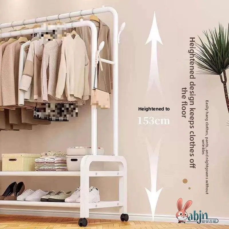 Simple Floor-Mounted Clothesline Rack Bedroom Home Use Student Foldable Clothes Hanger Rod Storage Layer for Clothes And Hats