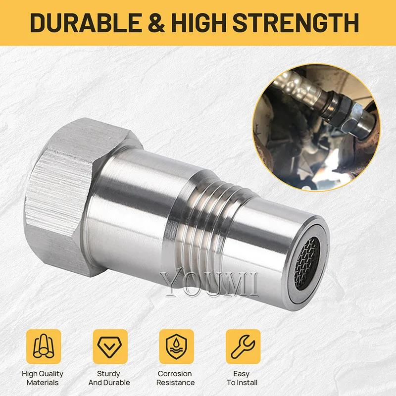 2PCS O2 Sensor Adapter,Pipe Fitting Repair Tool,Adapter Automotive M18X1.5 Silver Stainless Steel Durable Car Accessories