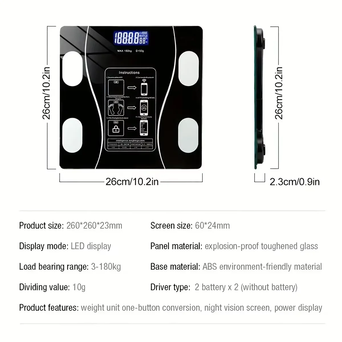 Inteligentna elektroniczna waga Bluetooth Bezprzewodowa cyfrowa inteligentna elektroniczna waga Bluetooth, bezprzewodowa cyfrowa, dokładnie mną