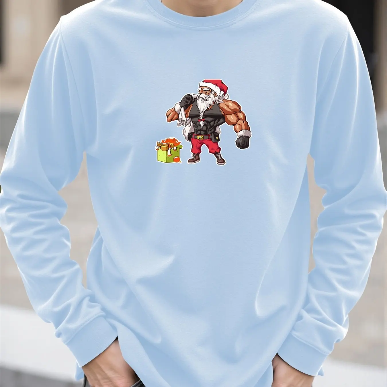 مضحك ثلاثية الأبعاد سانتا كلوز طباعة الرجال تي شيرت الخريف عادية س الرقبة طويلة الأكمام بلايز موضة فضفاضة عيد الميلاد تيز عيد الميلاد الرجال الملابس