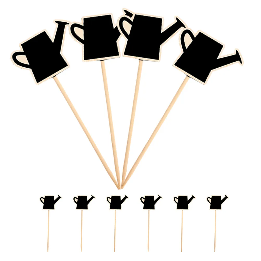 10Pcs Mini Chalkboard Signs in Charming Watering Can Shape Clear Black Surface for Food Labels Buffet Name Tags Garden Markers