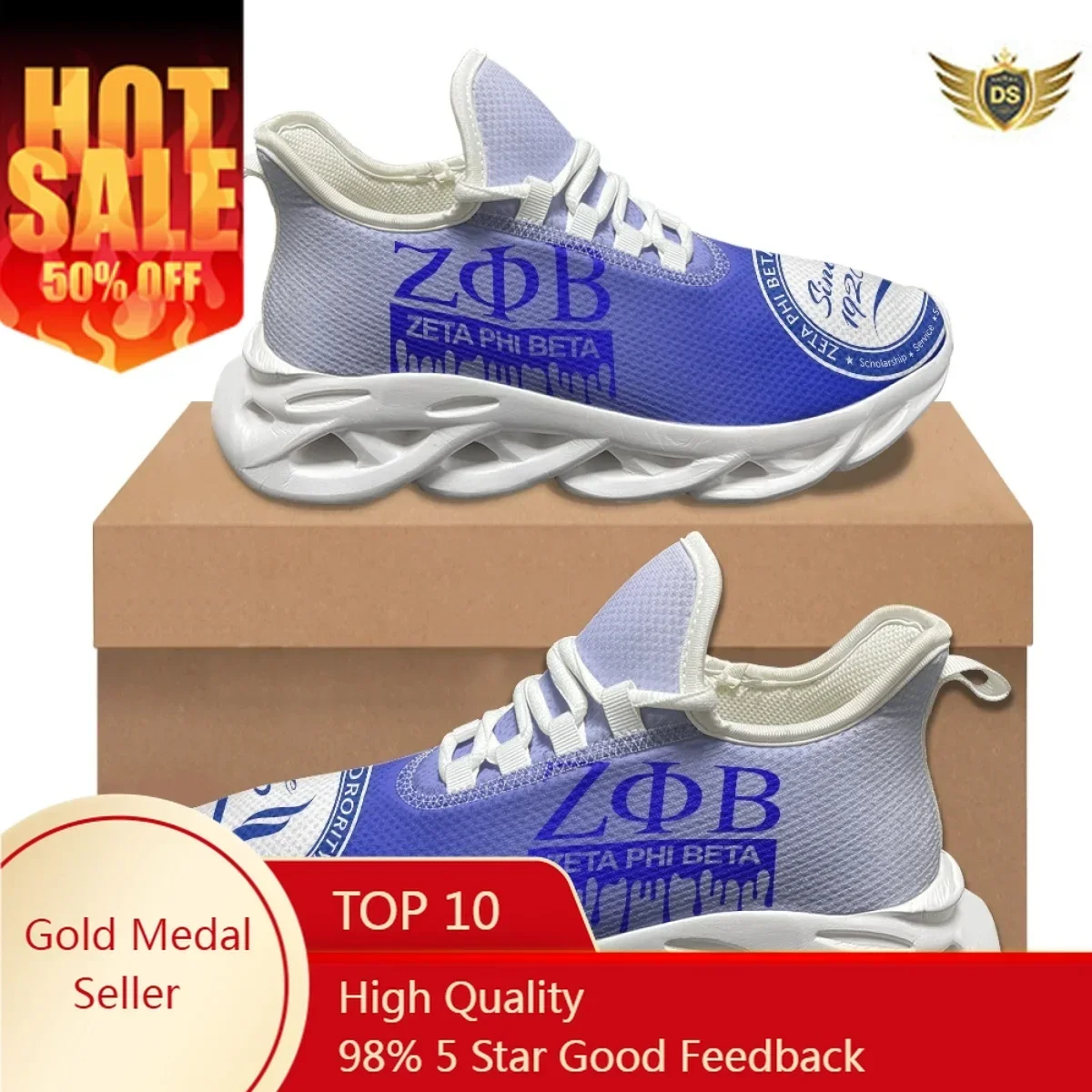 Zeta Phi Beta Luxurious Design Trend Lace-Up Sneakers Sorority Gifts Non-Slip Soft Sole Walking Shoes Lightweight Flats Shoes