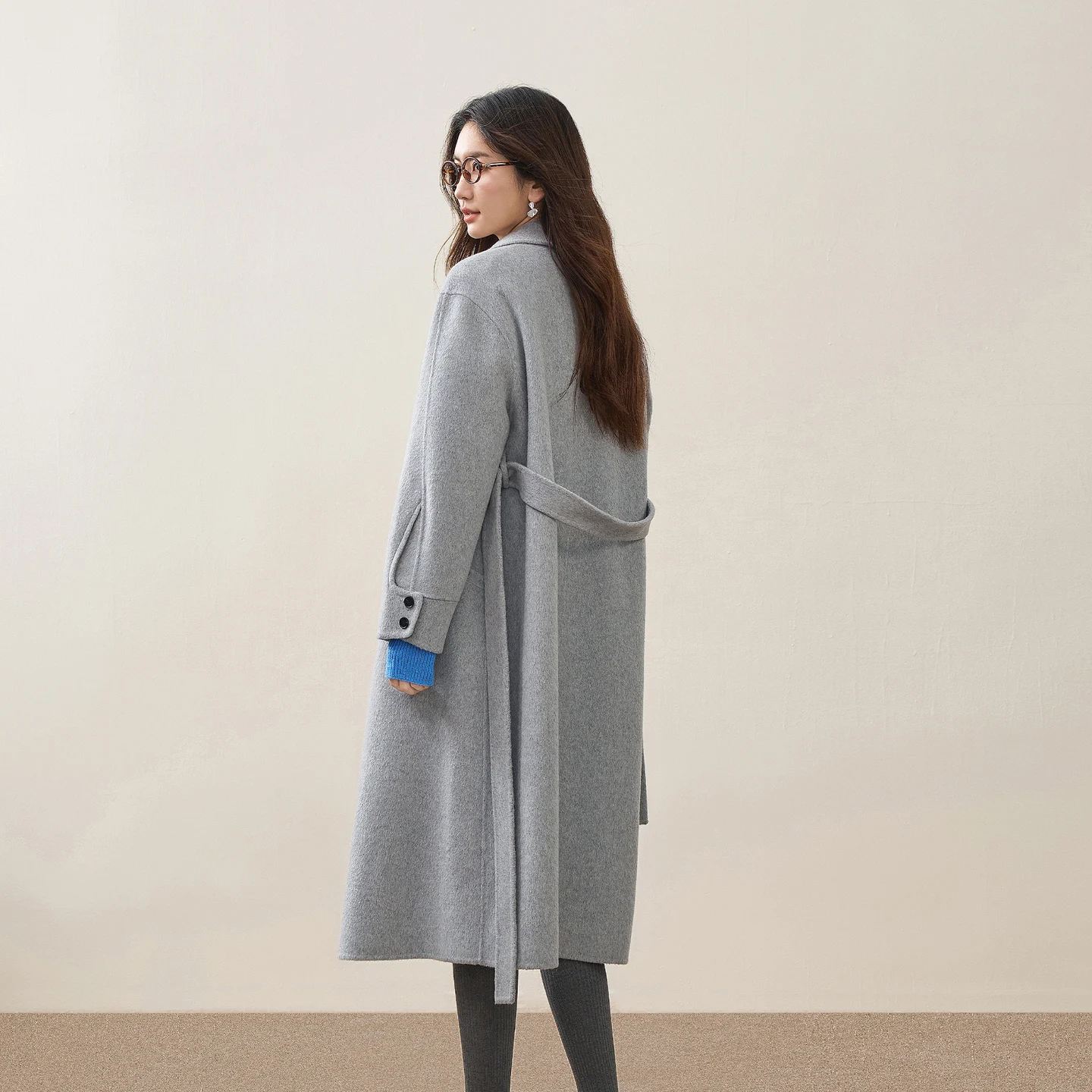 SENTUBILA Women Winter Coat Double‑Faced 2026 New Long Wool Cashmere Blend Overcoat Versatile Office Commuter Jacket W64OC7687