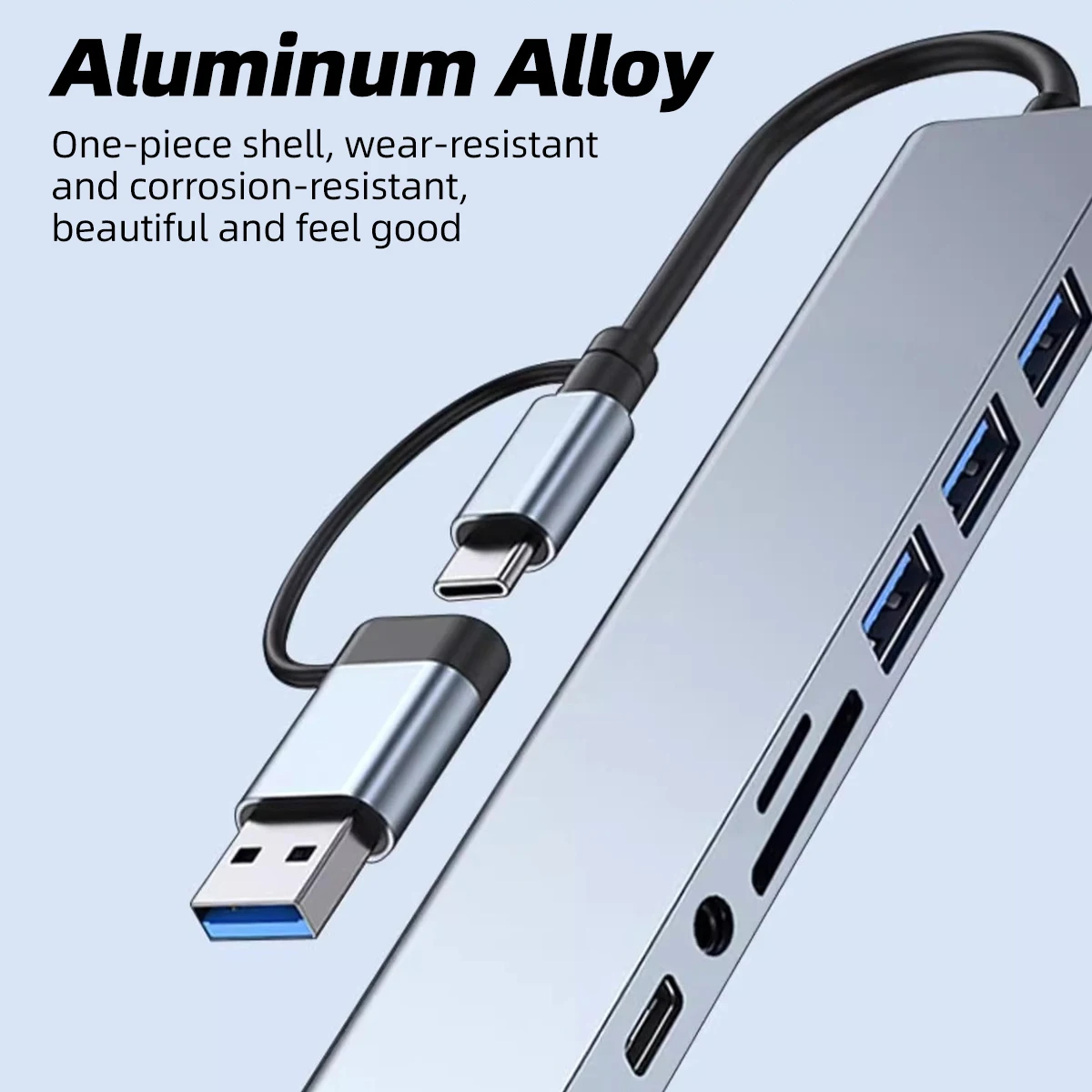 8 In 2 USB HUB With Splitter Card Reader USB C Port USB 3.0/2.0 SD/TF Splitter Card Reader Docking Station Adapter USB Expander