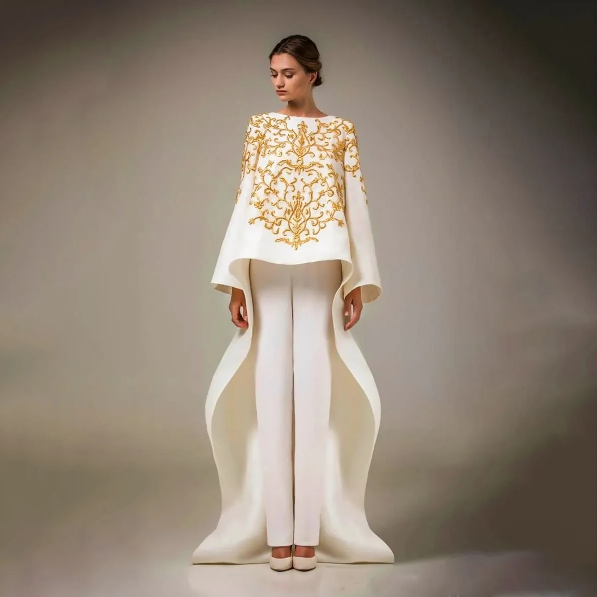 

Zuhair Murad Платья Вечерние платья с длинными рукавами Накидка с баской и оборками Тюлевые вечерние платья Платье для выпускного вечера на молнии сзади