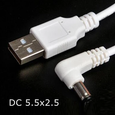 White USB 2.0 A Male to Right Angled 90 Degree DC 3.5x1.35 mm 5.5x2.1 5.5x2.5 4.0x1.7 5Volt 24AWG DC Barrel Jack Power Cable 3FT