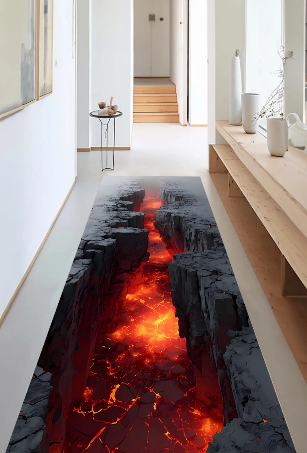 3D Cracked Ground Blue Lightning runner rug hallway entryway mudroom basement nonslip entry mat home decor gift