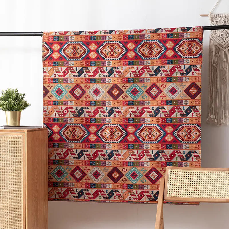 

150x100cm Boho Jacquard Fabric Cloth Curtain Tablecloth Ethnic Style Sofa Cover Cloths Hand Reinforced Fabrics Diy Clothing