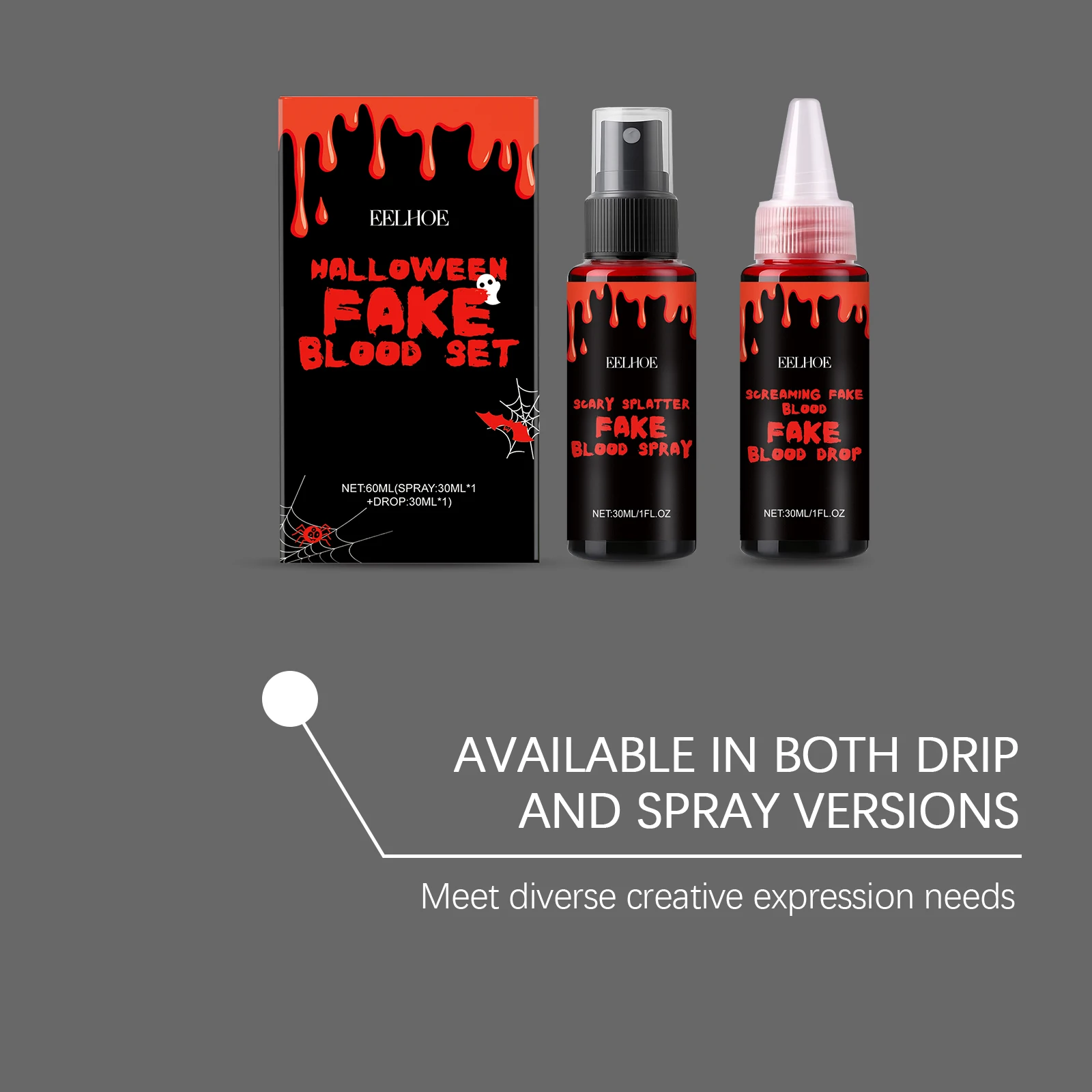 Zestaw do makijażu efektów specjalnych na Halloween Eelhope z realistycznym żelem krwi i efektem kapiącej krwi