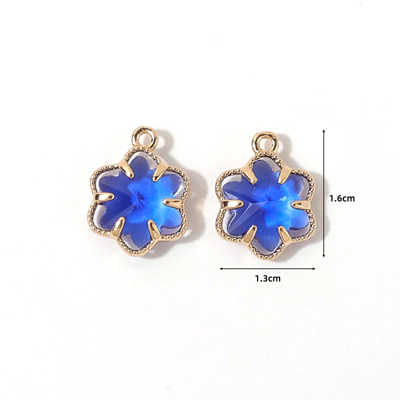 20pcs/ Set DIY jewelry accessories 12mm six leaf flower copper claw edging gold-plated pendant earrings bracelet accessories