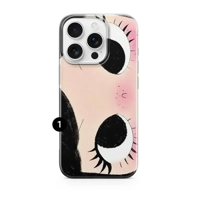 Funda con textura de pluma para iPhone 17e 17 16e 16 15 14 13 12 11 Pro Max Xs XR XSMax Air Plus, diseño de chica de ojos grandes 5