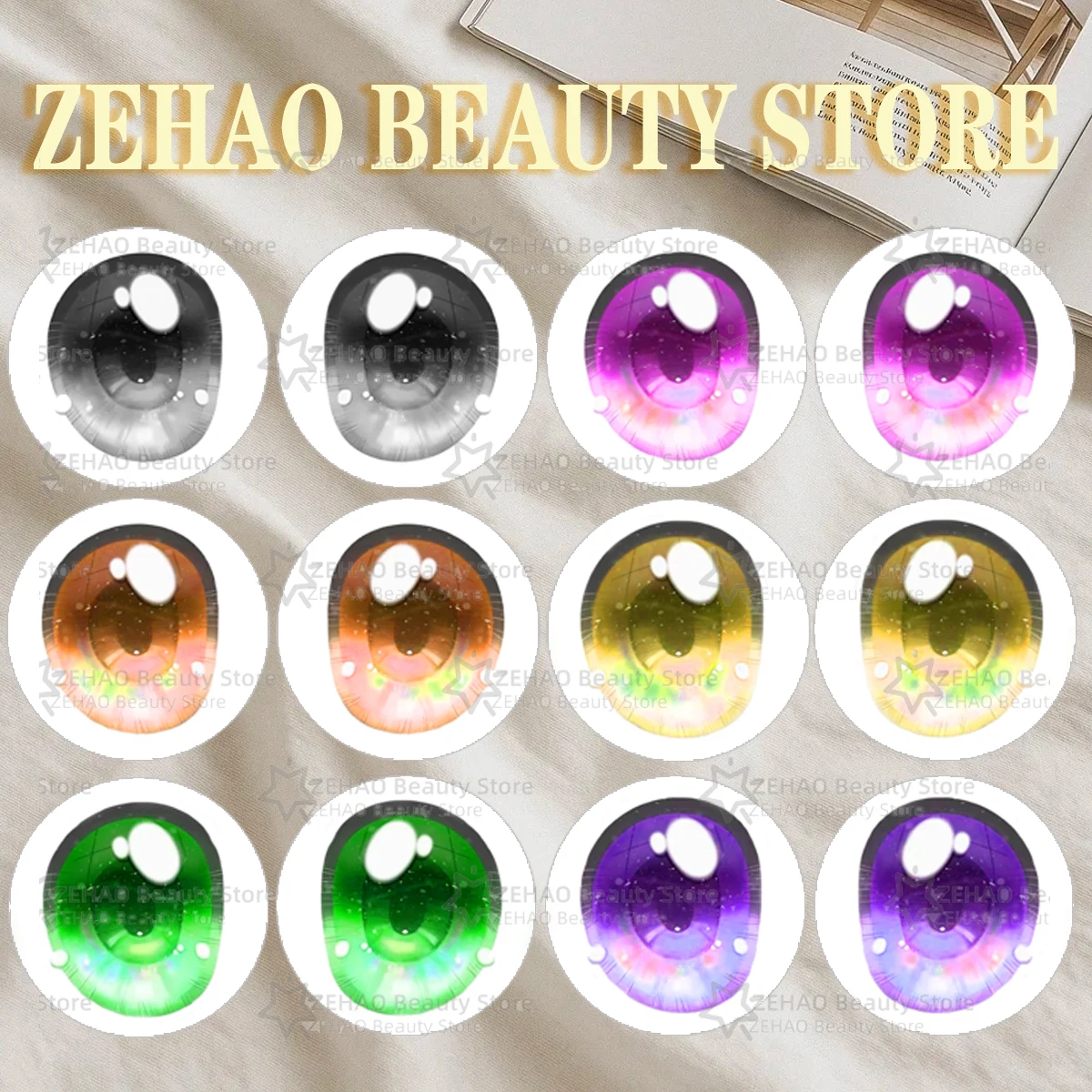 12Pcs Blyth Doll Eye Select Size 10MM-40MM Glass Cabochon Iridescent Starry Sky Eyes DIY Blyth Doll Accessories JD028 ﻿