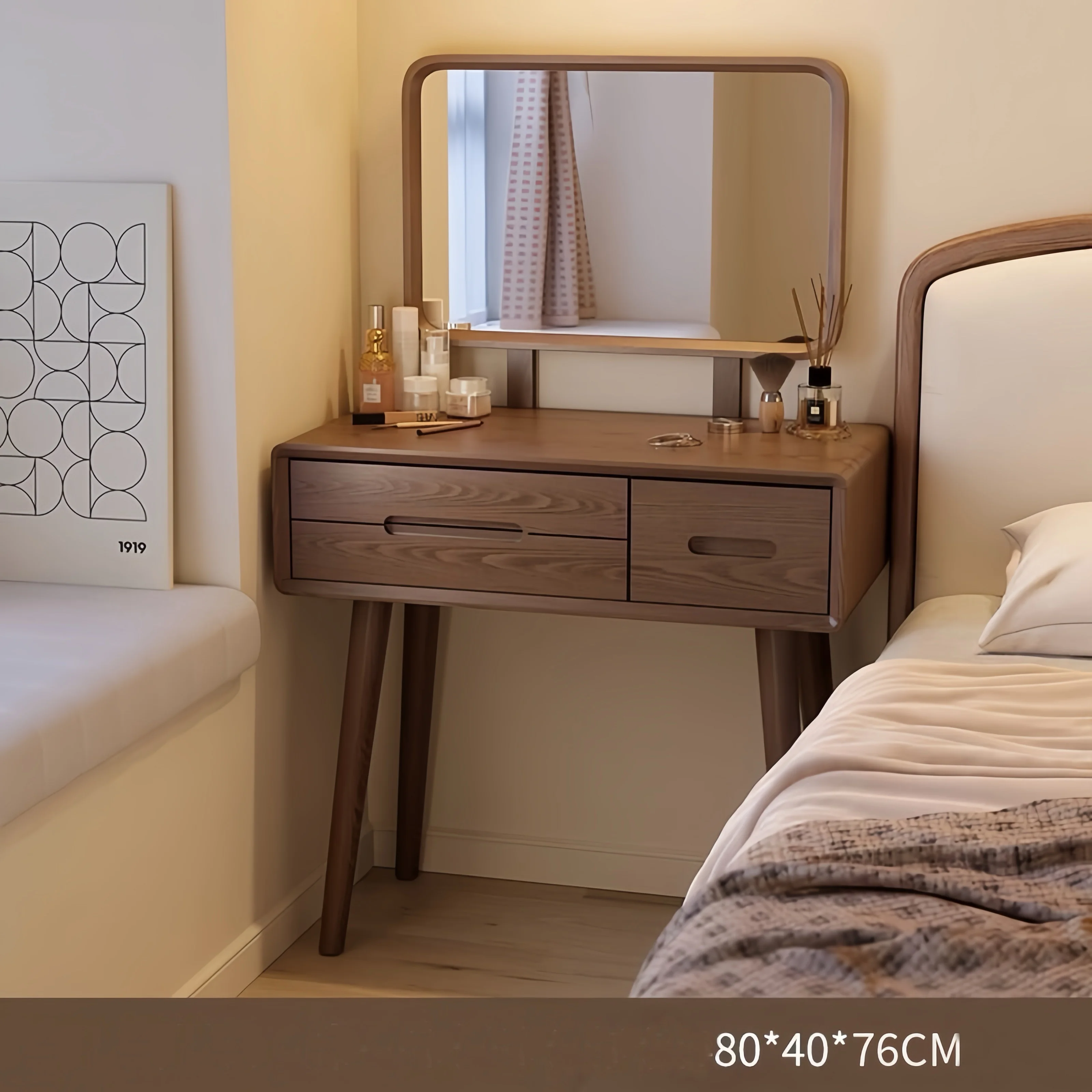 *Modern Chinese-style Solid Wood Dressing Table, Small Bedroom New Model Minimalist Makeup Vanity Desk