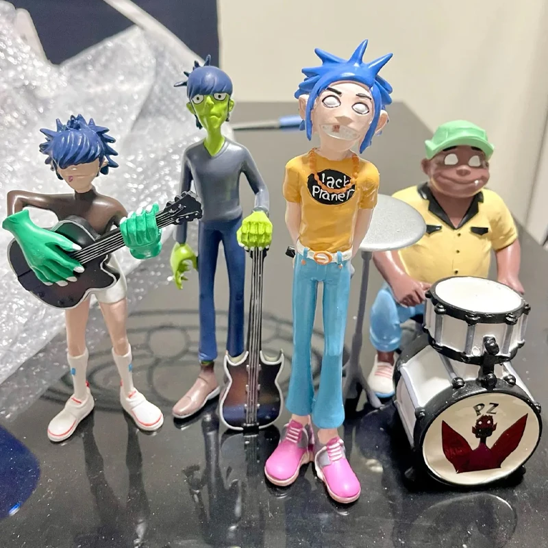 4pcs Gorillaz Band Action Figure 2-D Murdoc Noodle Russel Virtual Rock Band Figurine Resin Doll Room Decoration Toys Xmas Gifts