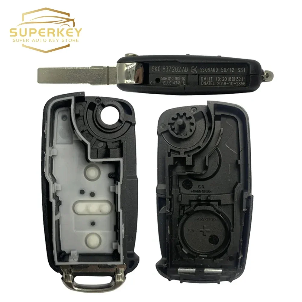 SUPERKEY 3 pulsanti OEM Remote Flip Key 433mhz 48 Chip per VW Volkswagen GOLF POLO Jetta Touran Tiguan Transporter 5 k0 837 202 AD