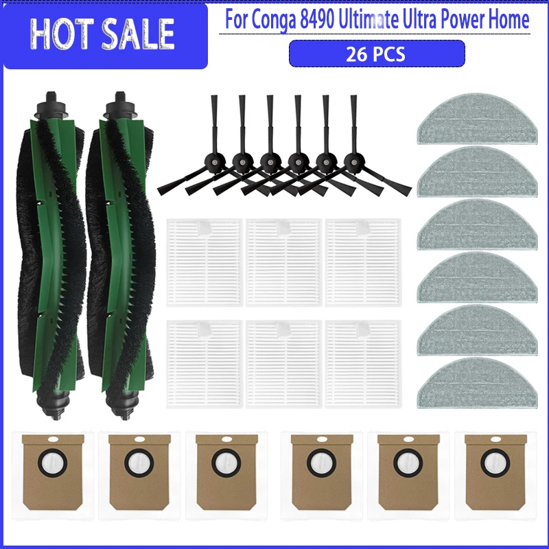 Roller Seitenbürste HEPA-Filter Mopp Staubbeutel für Cecotec Conga 8490 Ultimate Ultra Power Home Ersatzteile Zubehör