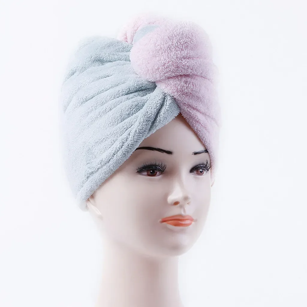 Patchwork Shower Caps Bathroom Soft Coral Fleece Rapided Drying Hair Towel Microfiber Quick Magic Hair Dry Hat Wrapped Towel