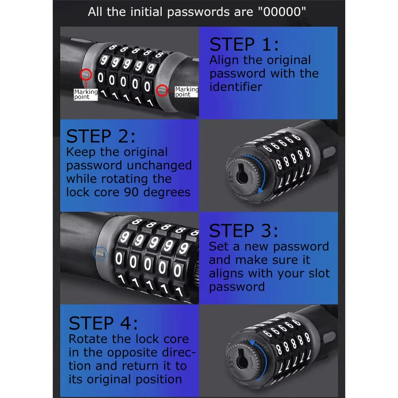 

Carbon Steel Bike Lock–5-Digit Combination Anti-Theft Security Lock Universal Fit for Traditional Bicycles&Electric Bikes