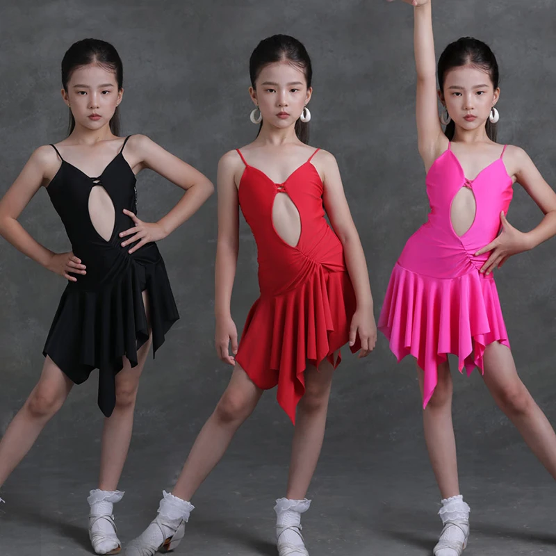 

New Latin Dance Costume Girls Summer Performance Clothes Irregular Dancing Dresses Cha Cha Salsa Rumba Line Dance Clothes 2120