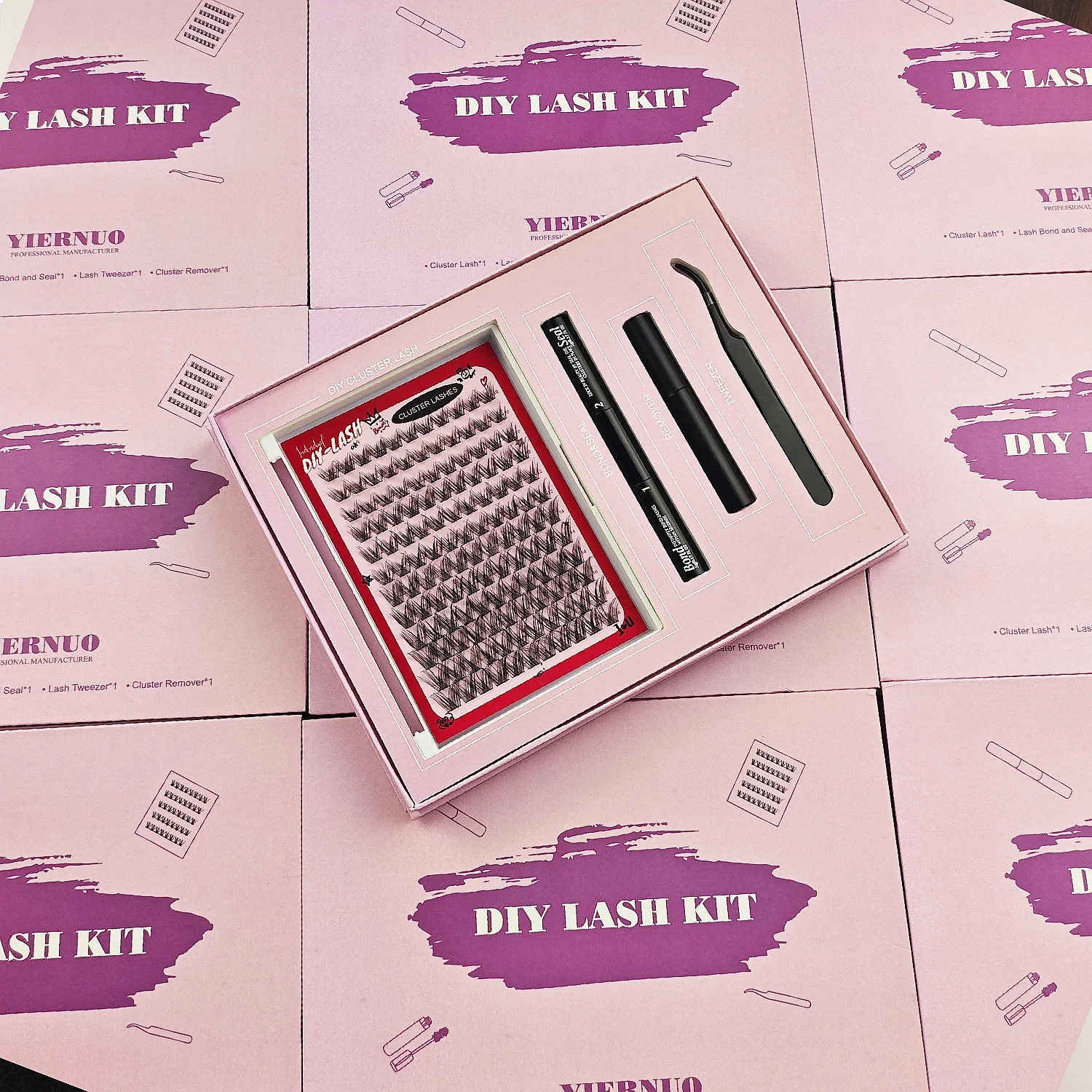 Hot Sale DIY Eyelash Kit 20D 30D Waterproof Synthetic Matte Black Reusable Volume Fans Individual Cluster Custom Logo Lash Trays