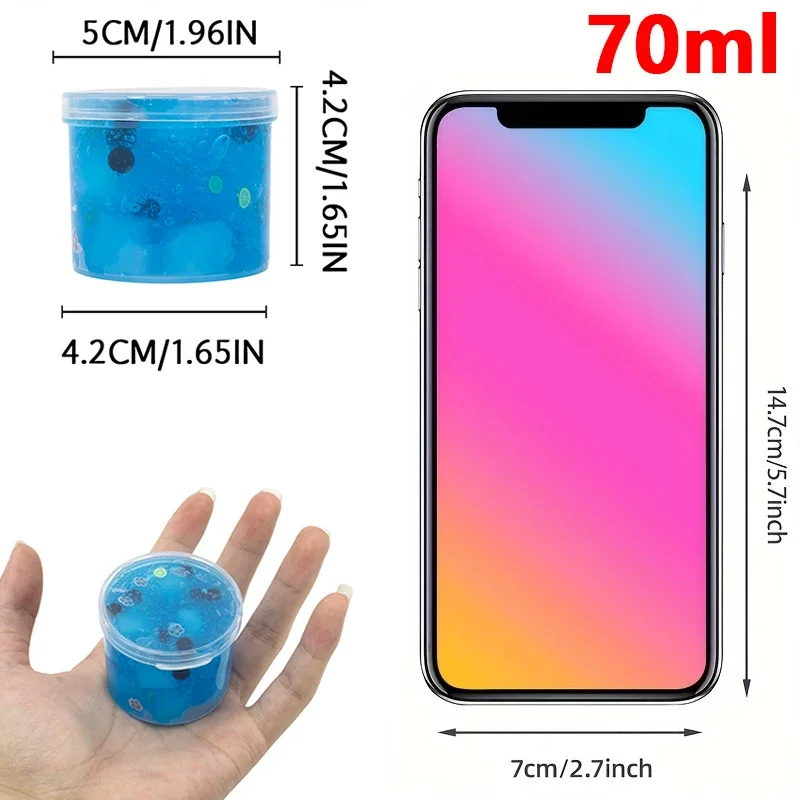 NEW 2025 70/300ml Large Capacity Crunchy Slime Kit Premade Crystal Slime Set Super Soft Jelly Cube Slime Party Favor Gifts