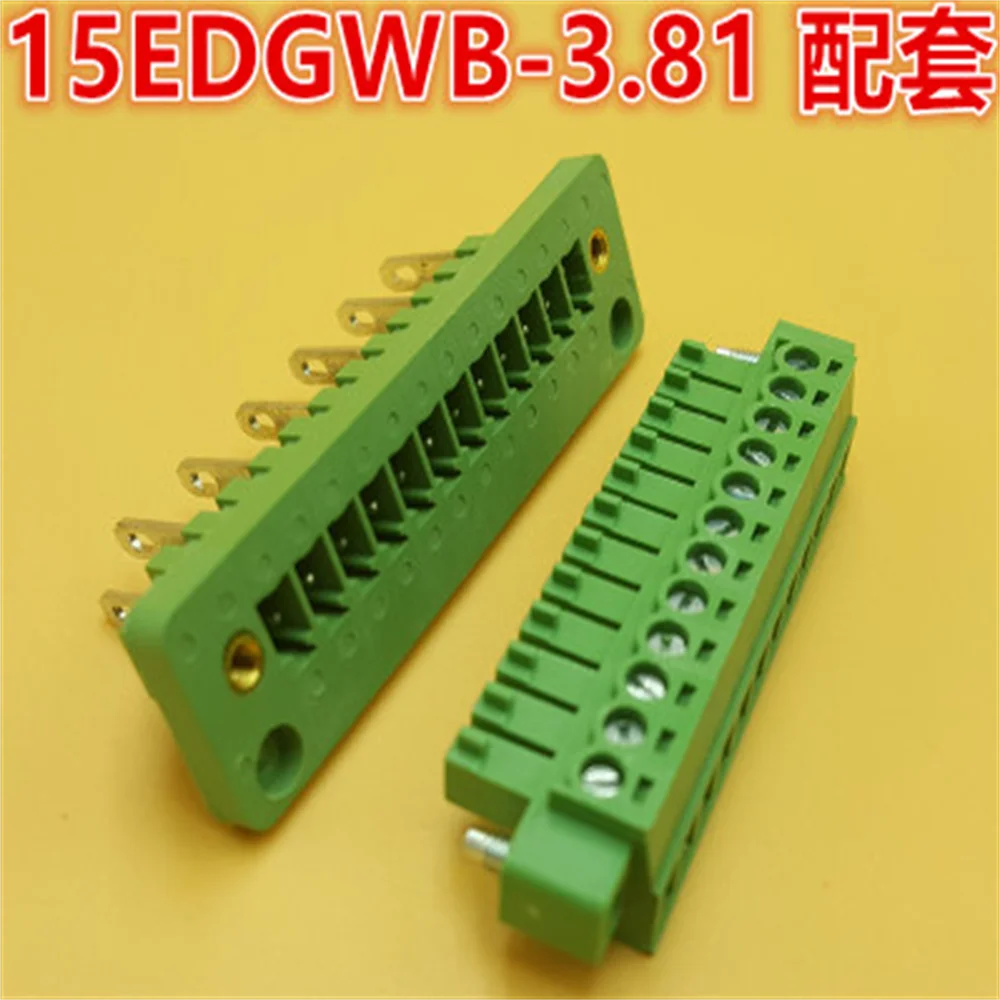 1 Set MG15EDGWB 3.81mm PCB 2P~12P Through-board Plug-In Green Terminal Block KF 300V8A