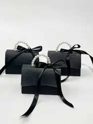 BLACK Portable Gift Box Party Wedding Favor Candy Boxes Baby Shower Gift Bag DIY creative candy box Romantic mariage