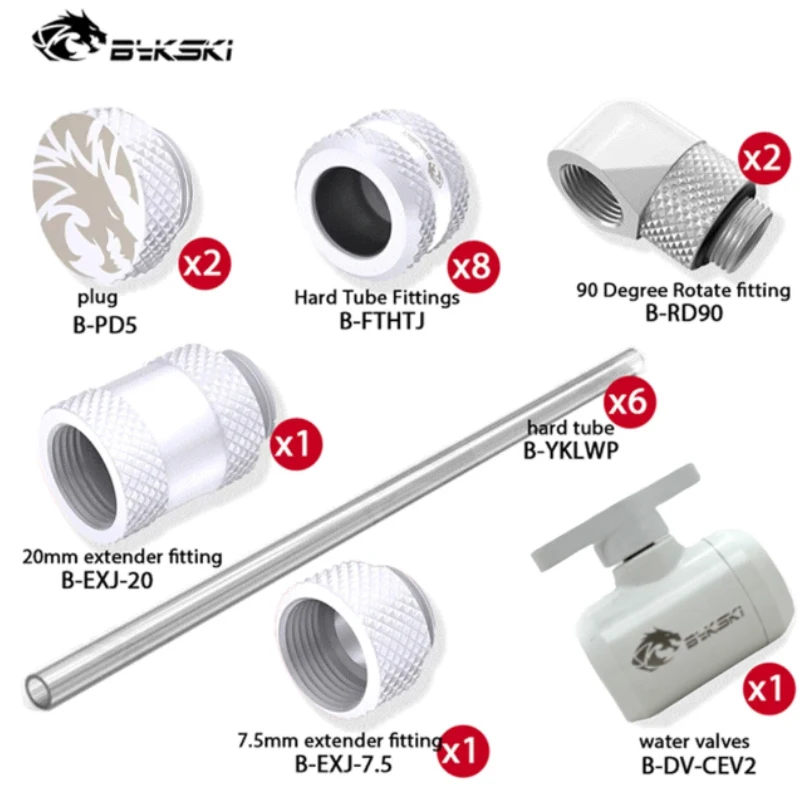 

Bykski Hard Tube Fittings Kit Set, 90 Degree, Plug ,Extender fitting ,Water Valves ,OD 12/14/16 MM Pipes For PC Water Cooling