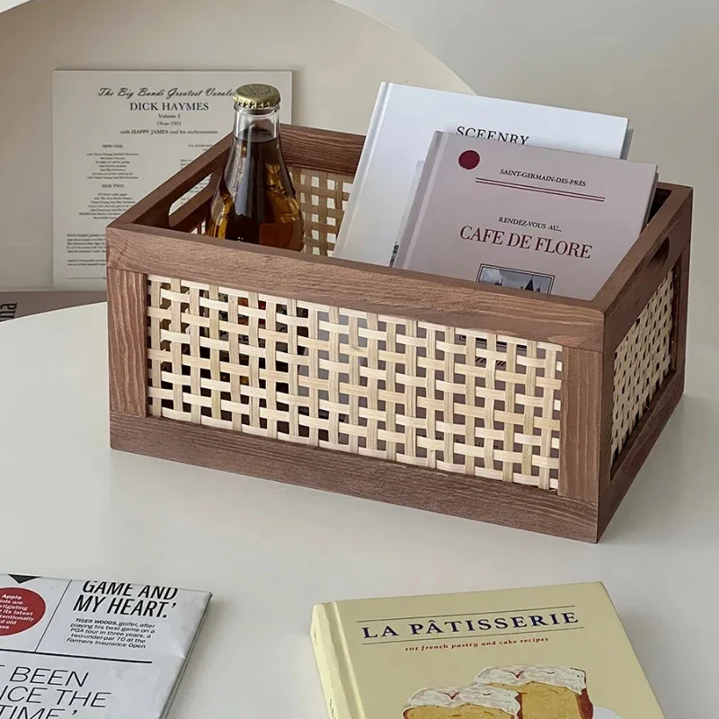 خمر النمط الياباني سطح المكتب كتاب المنظم طاولة القهوة صندوق تخزين غرفة المعيشة وجبات خفيفة حامل Instagram-مستحق ديكور المنزل