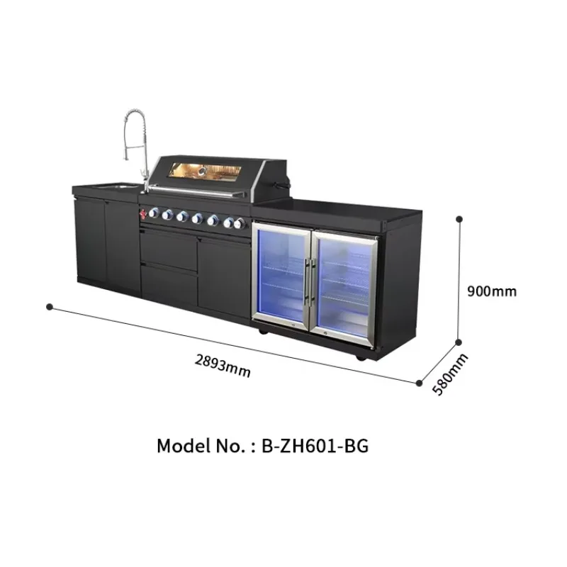 Complete External Open Storage Grill BBQ Cabinet Modern Elegant 304 Stainless Steel Outdoor Kitchen Cabinet Customized Design