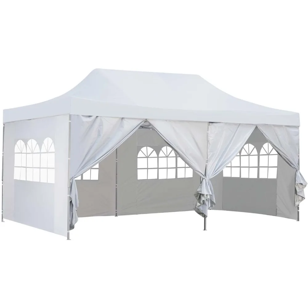 

10x20 Ft Pop up Canopy Party Wedding Gazebo Tent Shelter with Removable Side Walls White For Hiking