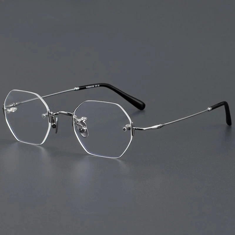 

KUXA чистый титан многоугольник для мужчин и женщин оправа для очков по рецепту очки без оправы очки размера Smaill ZY009