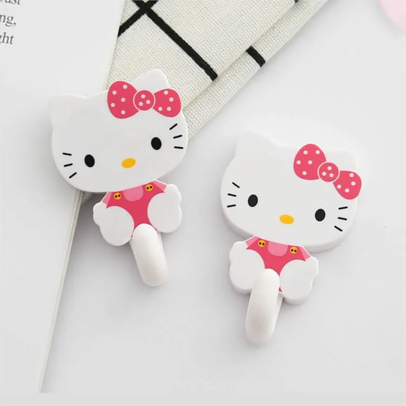 Sanrio Hello Kitty Sticky Cute Sticky Hook Student Dormitory Nail Free Strong Sticky Hook Household bathroom Clothes Towel Hook