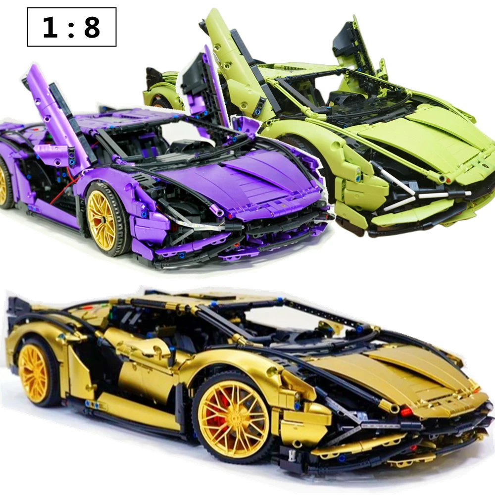 Bloques de construcción de electroplaca Lamborghini Sian FKP 37, juguetes de alta tecnología, supercoche deportivo, MOC, 1:8, 42115