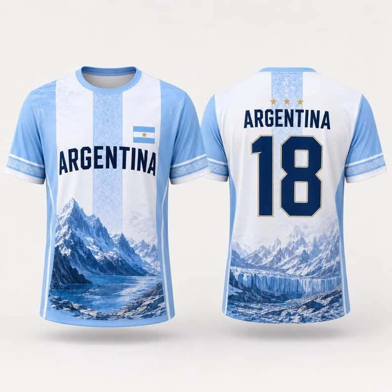 2026 Argentine Fans Men's Adult/children Plus Size Loose Casual Quick Drying Short Sleeved T-shirt for Watching Matches