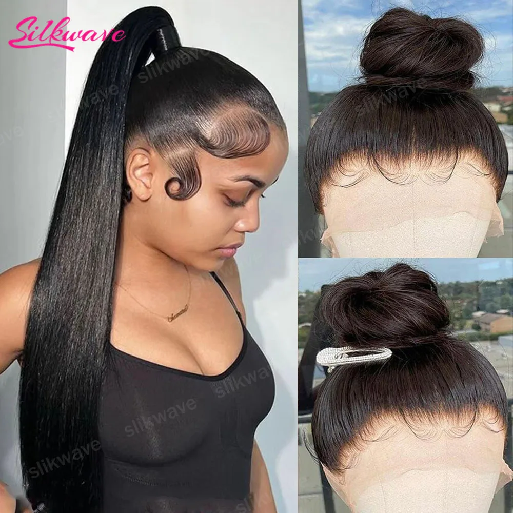 

30-дюймовый парик из натуральных прямых волос, полностью закрытый кружевом 360, плотность 200, бразильские парики из натуральных волос, парики с HD-кружевом 13x6, невидимый шнурок для регулировки