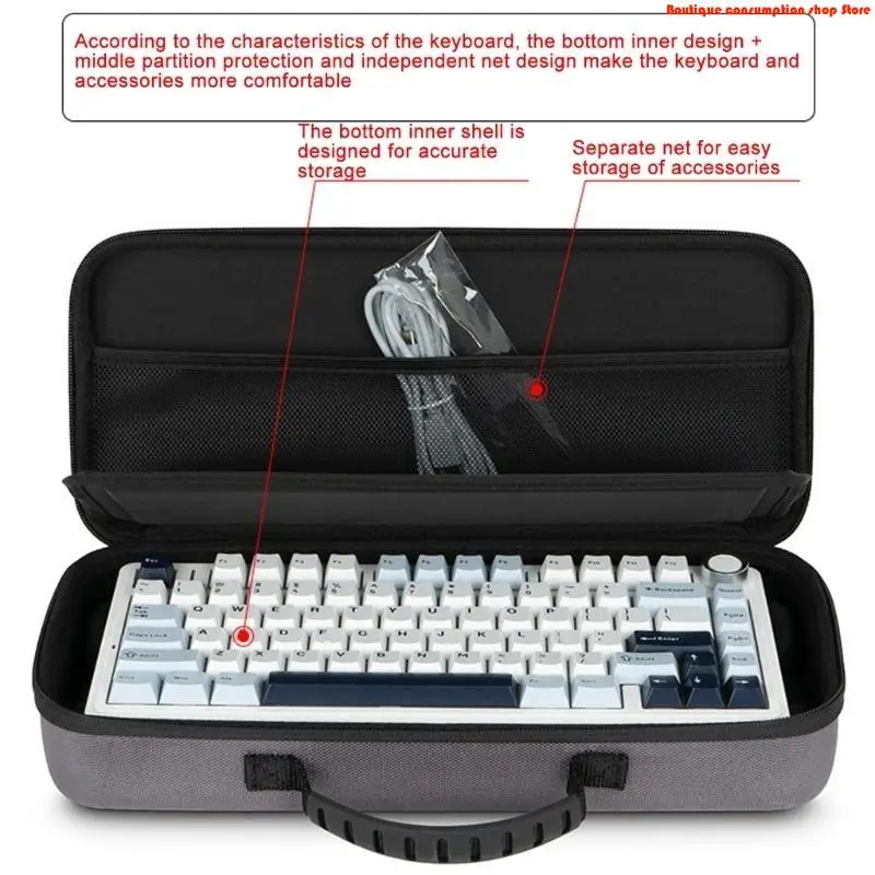 L9NA Professional 75% Keyboards Organizers, 84 Compatible, Hard Shell EVA Case with Soft Lining for Gamers and Typists