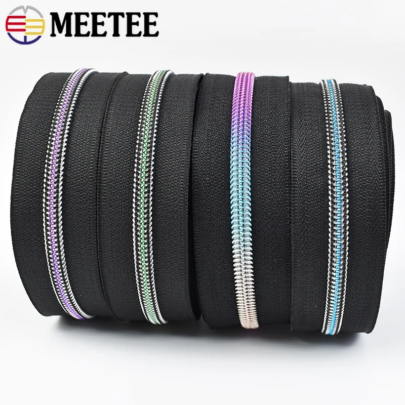 

1/2/3/5M Meetee 5# Nylon Zipper With Colored Teeth Bag Clothes Decor Coil Zips Garment Jacket Repair Kit DIY Sewing Accessories