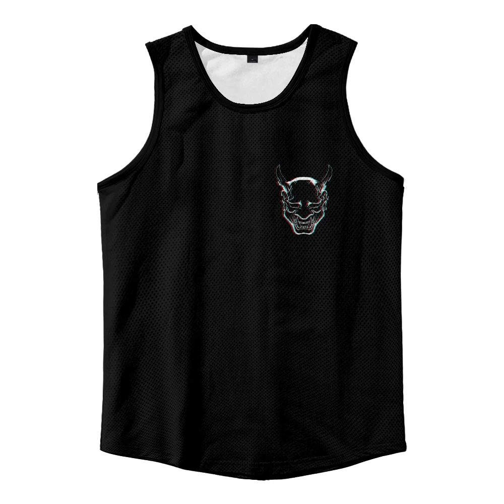 Anime Sword Demon Print Tank Top For Men Fitness Sleeveless Top Graphic Vest Harajuku Tees Sport Gym Beach Tank Tops