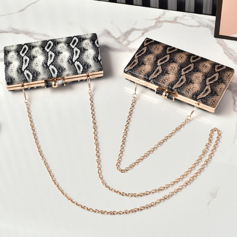 Snakeskin Clutch Bag Coffee Brown Shoulder Luxury Bags Designers Tote Small Purses for Woman Brand Elegant Party Handbags