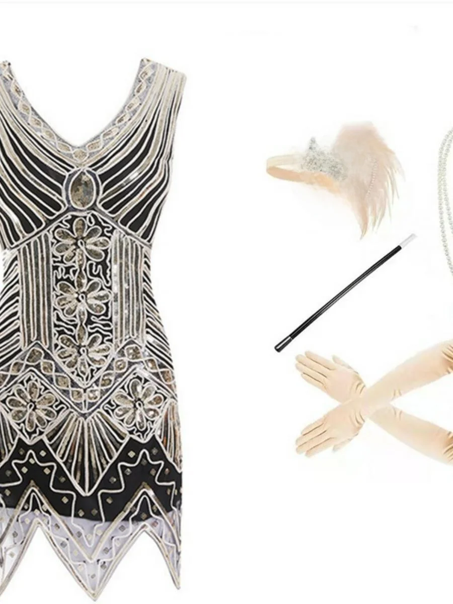 

Вечернее платье Hanrted Beaded Dr 920S в стиле ретро в стиле Гэтсби, сверкающая юбка с запахом, женский традиционный костюм для выступления на сцене...