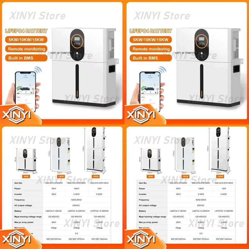 All-In-One 5-5.5kWh Portable Home Energy Storage Lead-Acid Machine IP65 Split Inverter-Controller for Home Use CAN