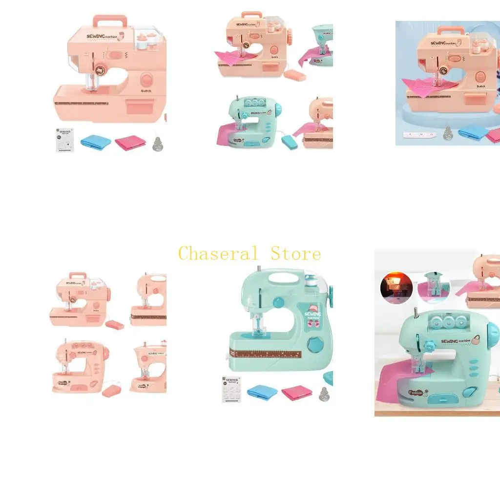 E7CE Electric Sewing Machine for Beginner Portable Small Sewing Machine Battery Powered Arts Crafts Toy for Kids