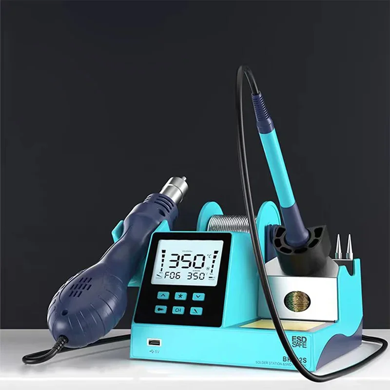 BK602S 2-in-1 Soldering Workstation, Anti-Static Heat Gun, High-Power Soldering Iron, Auto Sleep, Desoldering Station