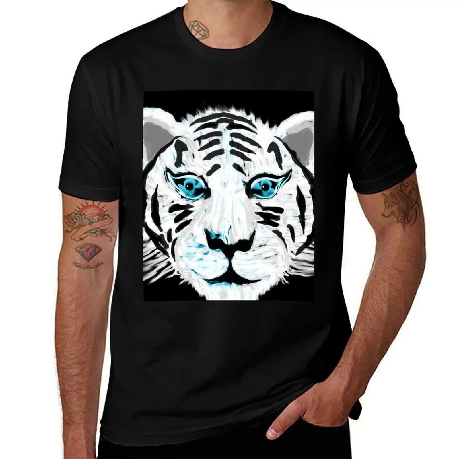 

White Tiger Love T-Shirt graphics plain korean fashion big and tall t shirts for men