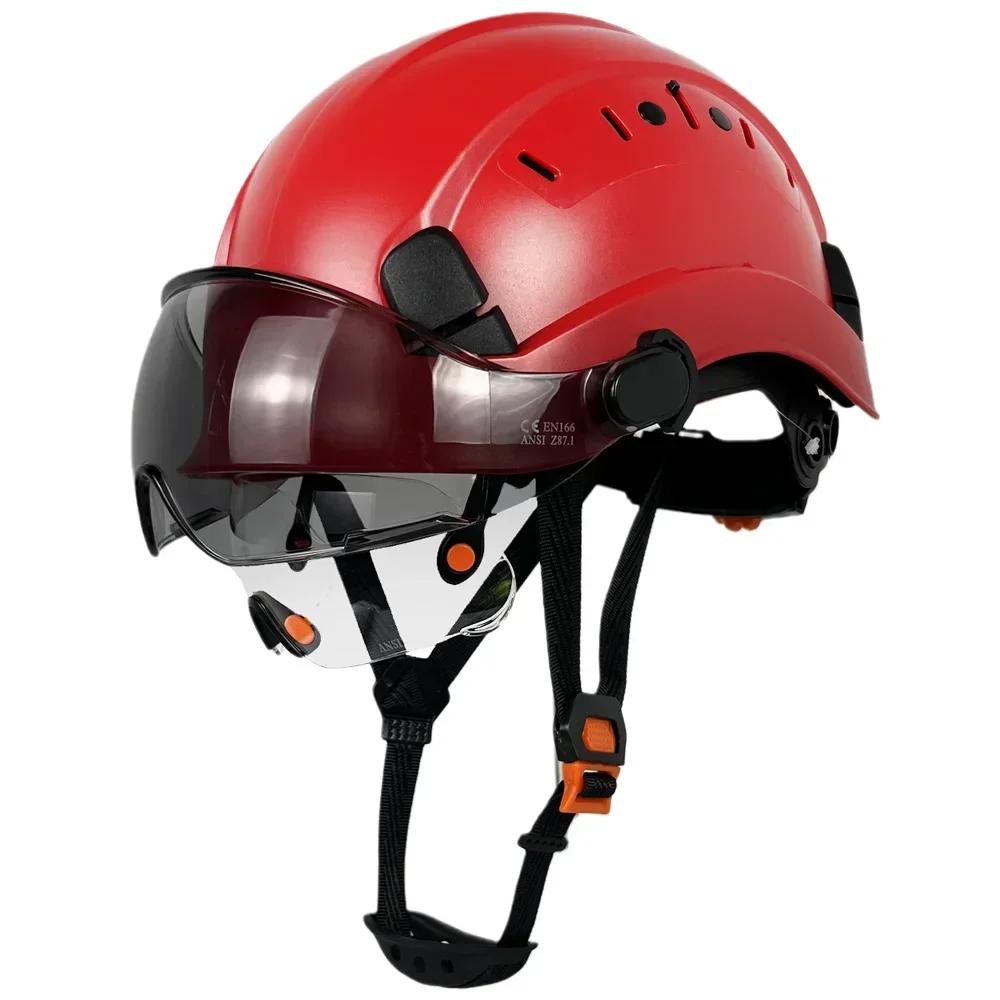 New Construction Safety Helmet With Built In Visor For Engineer CE ABS Hard Hat ANSI Industrial Work Cap Goggles Head Protection