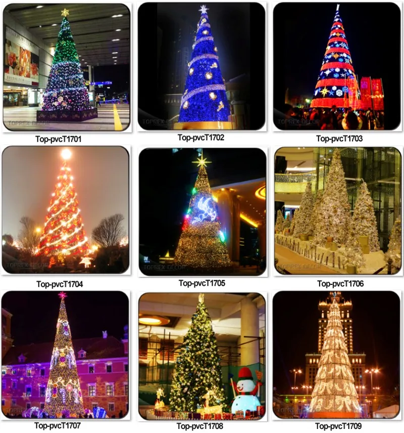 City Center 3D LED Multi-color Christmas Tree Motif Light Outdoor Spiral PVC Commercial & Wedding Use Holiday Lights IP65 Rating