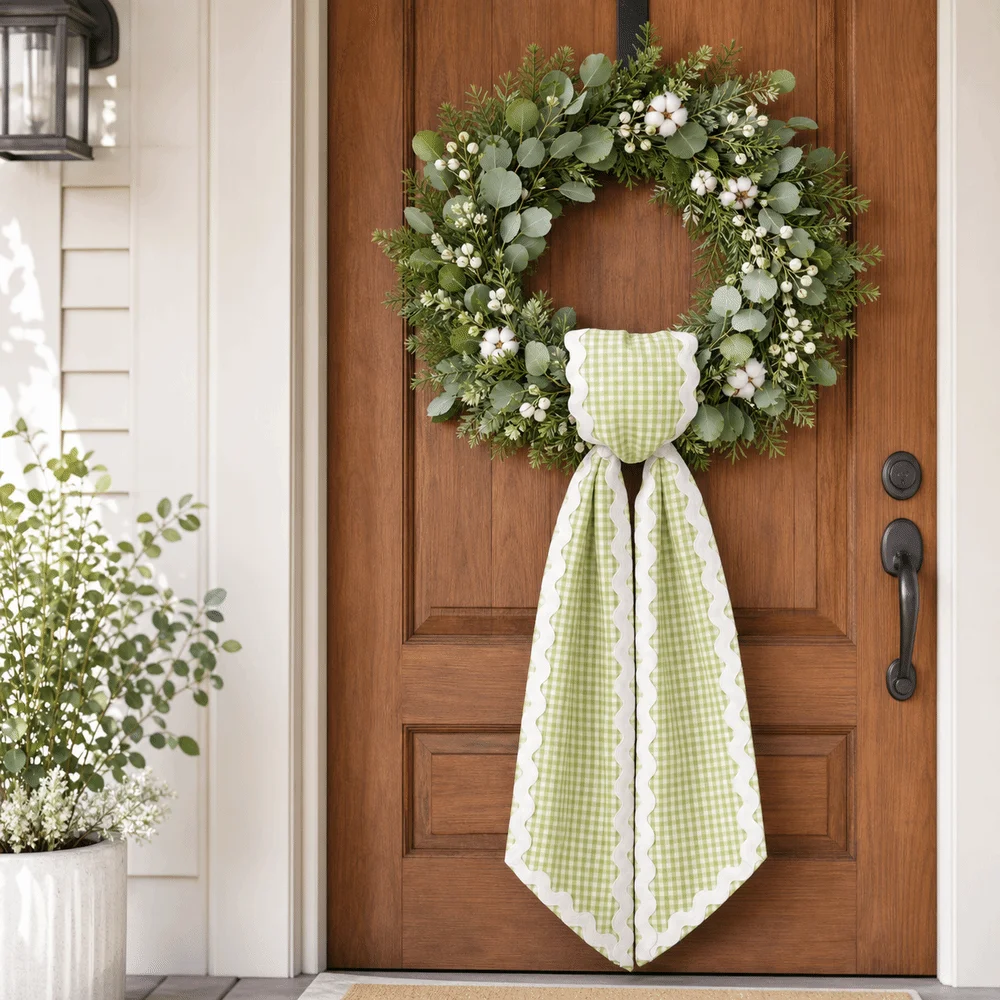 Versatile Cloth Wreath Sashes Gingham Canvas Wave Trim Basket Sashes Ric Rac Trim Scalloped Wreath Sash Shower