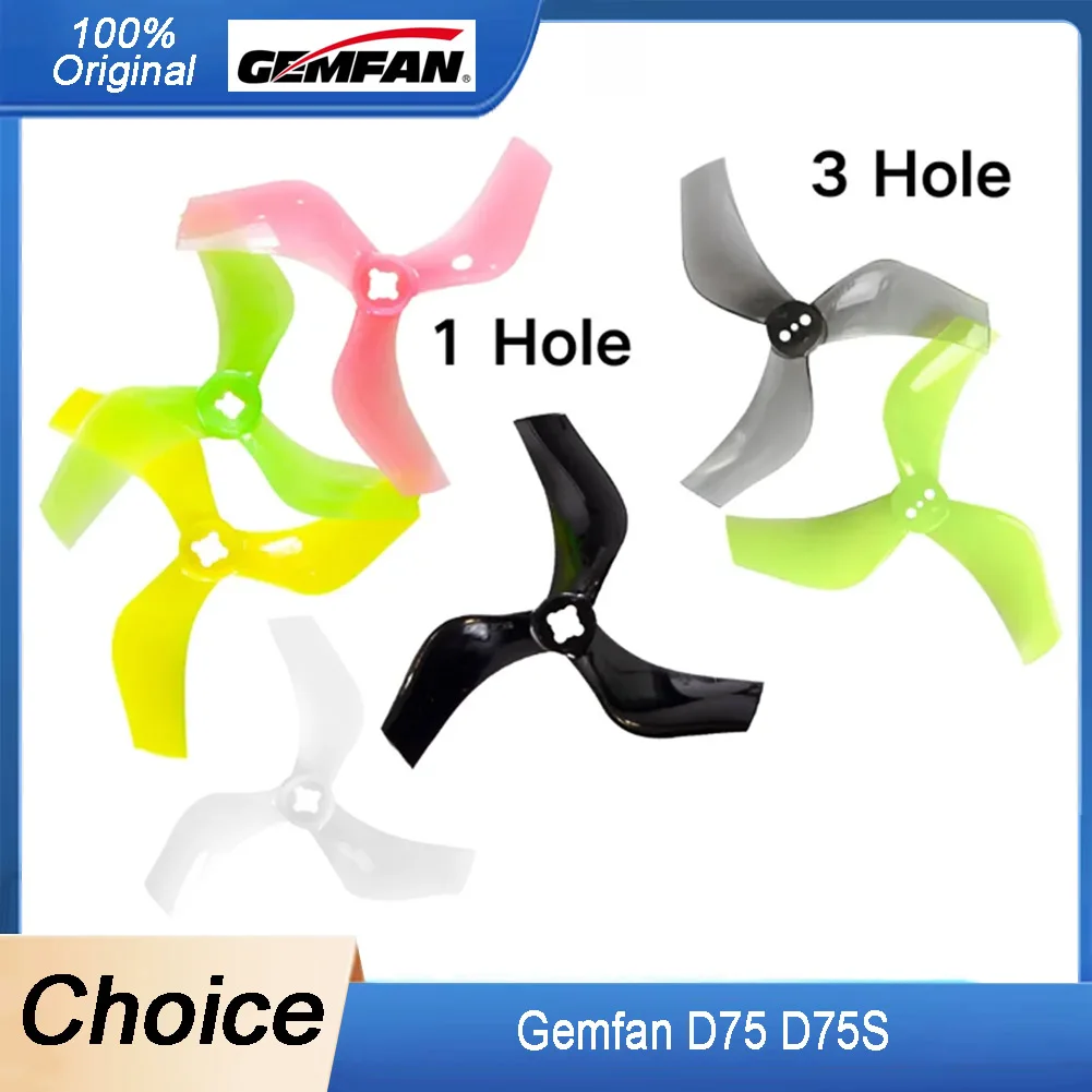 2 пары 3-лопастных канальных реквизитов Gemfan D75S для ПК — отверстие 75 мм (3 дюйма, 1,5 мм/M5 для FPV Cinewhoop